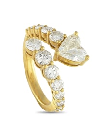 LB EXCLUSIVE 18K  GOLD 2.60CT DIAMOND BYPASS HEART RING