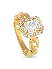 LB EXCLUSIVE 18K  GOLD 1.25CT DIAMOND SQUARE LINK RING