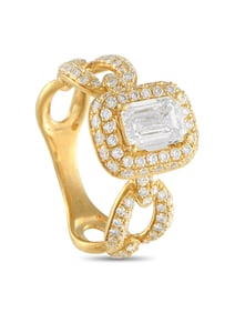 LB EXCLUSIVE 18K  GOLD 1.80CT DIAMOND OVAL LINK RING