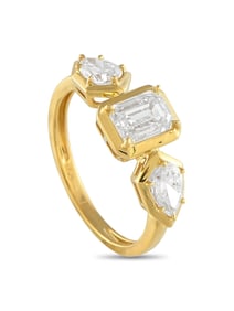 LB EXCLUSIVE 18K GOLD DIAMOND GEOMETRIC THREE-STONE RING