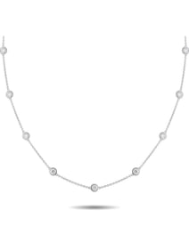 LB EXCLUSIVE 18K  GOLD 3.30CT DIAMOND STATION NECKLACE