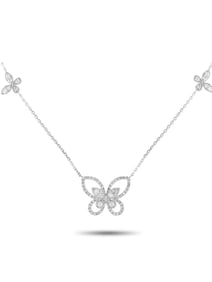 LB EXCLUSIVE 14K  GOLD 0.86CT DIAMOND BUTTERFLY NECKLACE