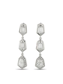 LB EXCLUSIVE 18K  GOLD DIAMOND GEOMETRIC DROP EARRINGS