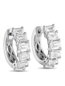 LB EXCLUSIVE 18K  GOLD 3.85CT DIAMOND HUGGIE HOOP EARRINGS