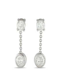 LB EXCLUSIVE 18K GOLD 2.50CT OVAL DIAMOND DANGLE EARRINGS