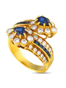 GRAFF 18K  GOLD 0.75CT DIAMOND AND SAPPHIRE RING