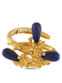 DAVID WEBB 18K  GOLD 2.77CT DIAMOND AND LAPIS BRACELET