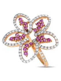 CASATO 18K  GOLD DIAMOND AND SAPPHIRE DAINTY FLOWER RING
