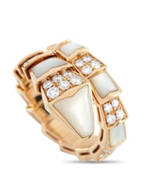 BVLGARI SERPENTI VIPER 18K  GOLD DIAMOND MOTHER PEARL RING
