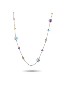 BVLGARI PARENTESI 18K GOLD DIAMOND MULTI GEMSTONE NECKLACE