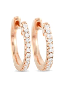 LB EXCLUSIVE 14K  GOLD 0.22CT DIAMOND HOOP EARRINGS
