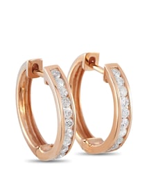 LB EXCLUSIVE 0.50CT 14K  GOLD DIAMOND HOOP EARRINGS