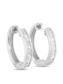 LB EXCLUSIVE 14K  GOLD 0.50CT DIAMOND HOOP EARRINGS