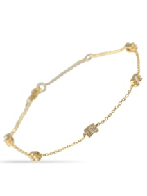 LB EXCLUSIVE 14K  GOLD 0.30CT DIAMOND STATION BRACELET