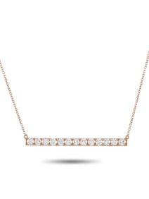 LB EXCLUSIVE 18K  GOLD 1.00 CT DIAMOND BAR NECKLACE