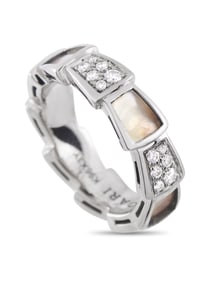 BVLGARI SERPENTI VIPER 18K  GOLD DIAMOND MOTHER PEARL RING