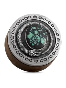 KING BABY SILVER BAMBOO WOOD TURQUOISE SNAKE STASH BOX