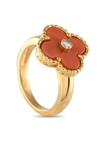 VAN CLEEF & ARPELS ALHAMBRA 18K  GOLD CORAL RING