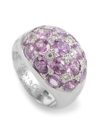 TIFFANY & CO 18K GOLD PINK TOURMALINE & DIAMOND DOME RING