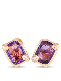 POMELLATO RITRATTO 18K  GOLD DIAMOND AND AMETHYST EARRINGS