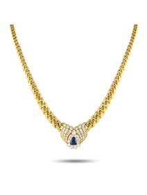 18K  GOLD 2.75CT DIAMOND AND SAPPHIRE NECKLACE