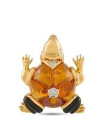 LB EXCLUSIVE 18K  DIAMOND, ONYX, AND CITRINE TURTLE PENDANT
