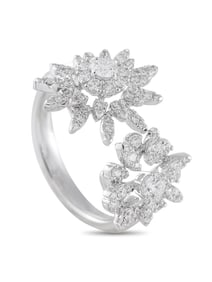 HEARTS ON FIRE AERIAL 18K GOLD DIAMOND DOUBLE SUNBURST RING