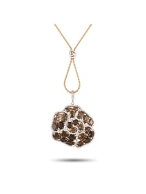 CASATO 18K GOLD DIAMOND AND SMOKY QUARTZ PENDANT NECKLACE