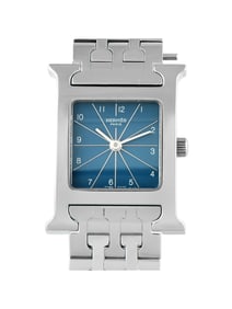 HERMES HEURE H BLUE DIAL STEEL WATCH HH1.210