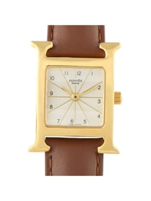 HERMES HEURE H GOLD PLATED STEEL QUARTZ WATCH