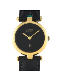 CARTIER MUST DE CARTIER VENDME BLACK DIAL VERMEIL WATCH