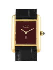 CARTIER MUST DE CARTIER TANK BURGUNDY DIAL VERMEIL WATCH