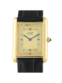CARTIER MUST DE CARTIER TANK ART DECO DIAL VERMEIL WATCH