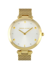 REBECCA MINKOFF NINA GOLD-TONE MESH BRACELET WATCH