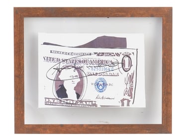ONE DOLLAR BILL PRINT ON CANVAS SIGNED ANDY WARHOL