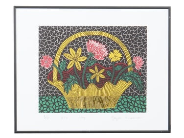 SIGNED YAYOI KUSAMA JAPANESE SCREEN PRINT 1993 W COA