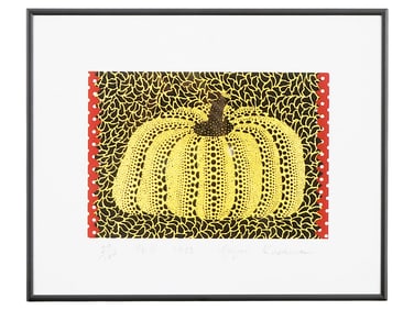 YAYOI KUSAMA JAPANESE ABSTRACT SILKSCREEN WITH COA