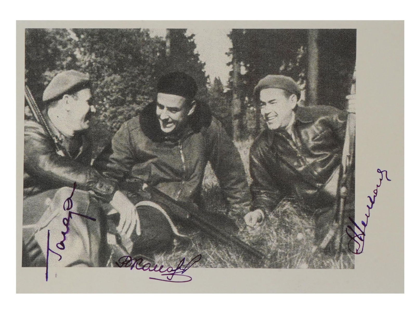 RUSSIAN PHOTO SIGNED BY ASTRONAUTS KOMAROV GAGARIN (1 of 3)