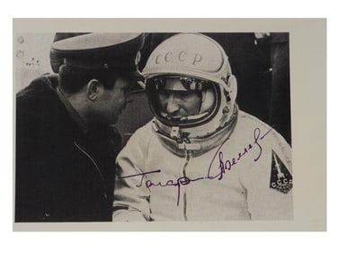 SOVIET PHOTO SIGNED BY ASTRONAUTS GAGARIN BELYAYEV