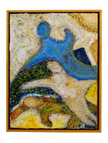 AMERICAN ABSTRACT MIXED MEDIA PAINTING SIGNED