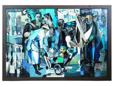 RICHARD BOVE AMERICAN MODERNIST PAINTING SCENE FIGURES