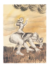 JAN LEBENSTEIN POLISH WATERCOLOR PAINTING W COA