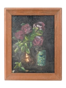 STILL LIFE WITH ROSES OIL PAINTING