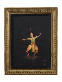 MODERN PAINTING THAI FEMALE DANCER SIGNED RACHEN