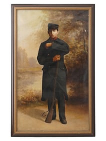 FRENCH PAINTING BY JEAN HANSSENS BELGIAN SOLDIER 1916