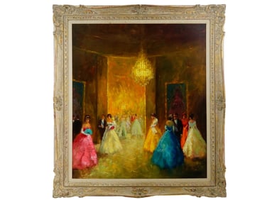 MANNER OF LUDWIG GSCHOSSMANN OIL PAINTING BALLROOM