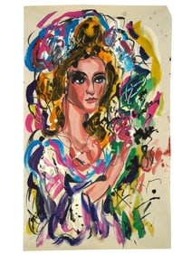 ATTR TO ANATOLY ZVEREV RUSSIAN MIXED MEDIA PAINTING