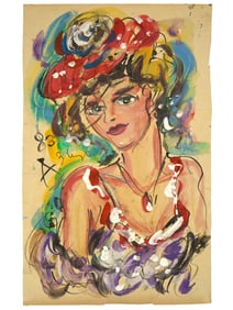 ATTR TO ANATOLY ZVEREV RUSSIAN MIXED MEDIA PAINTING