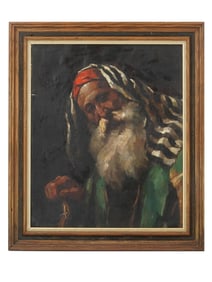 JUDAICA HUNGARIAN OIL PAINTING BY MIKLOS MIHALOVITS