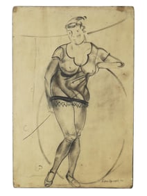 ANTIQUE RUSSIAN CHARCOAL PAINTING BY BORIS GRIGORIEV